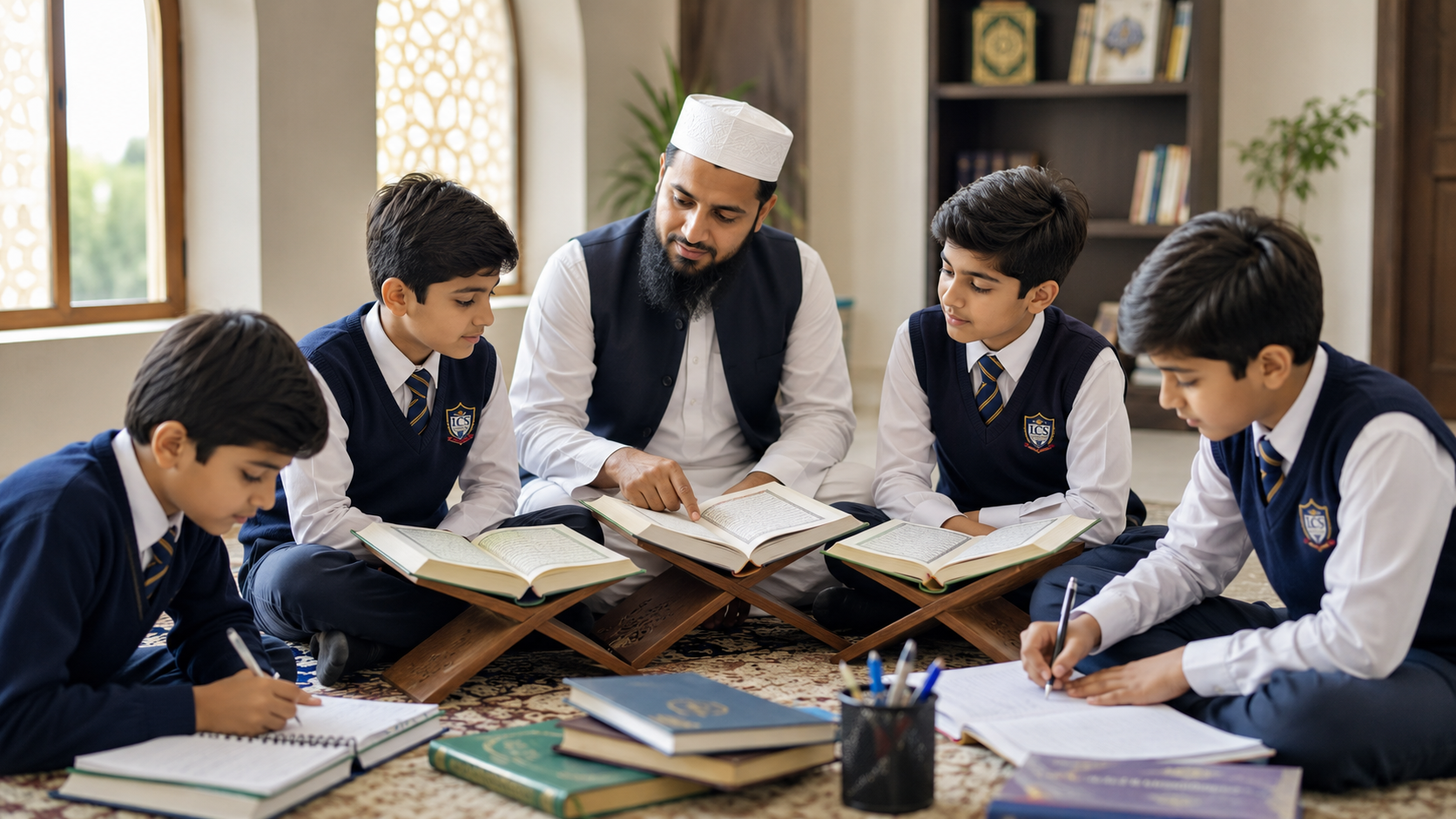 Student reading Holy Quran